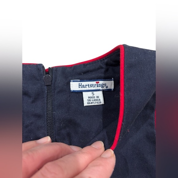 Hartstrings Lobster Crab Nautical Preppy Sleeveless Navy Blue Red Dress Size 5 - Picture 3 of 6